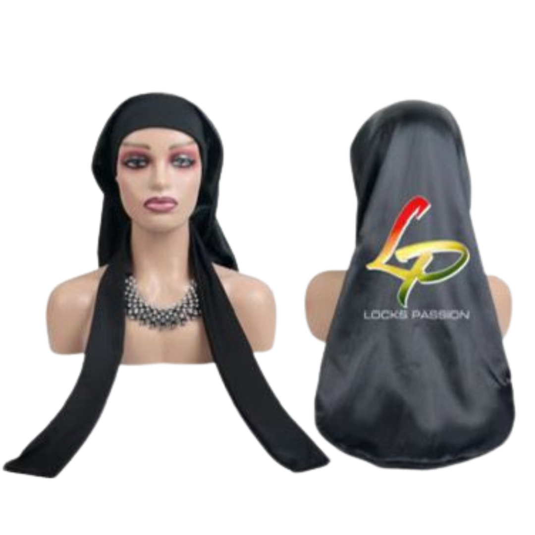 LocksPassion™ - Bonnet en satin beurre à longues tresses et bande nouée