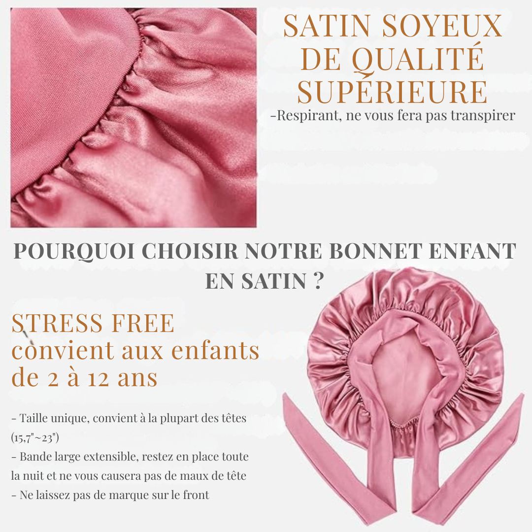 LocksPassion™ - Bonnet en satin beurre à nouer pour tout-petit