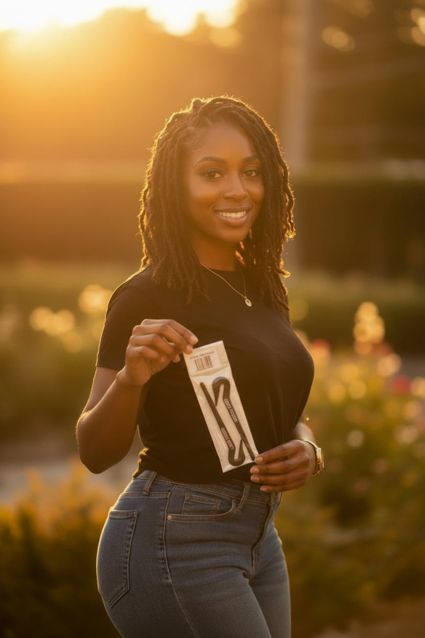Femme utilisant le Coupe-Elastique Locks Passion