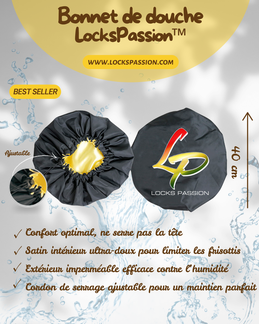 Bonnet de douche Locks Passion pour garder les Locks au sec