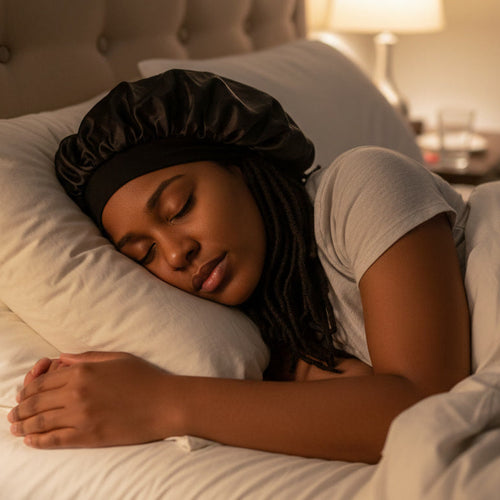 Femme dormant paisiblement avec son bonnet de nuit Locks Passion