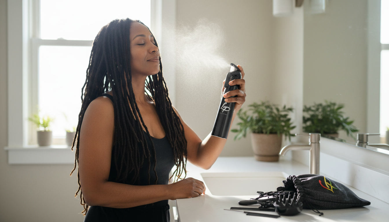 Vaporisateur Locks Passion diffusant une fine brume pour hydrater les Locks