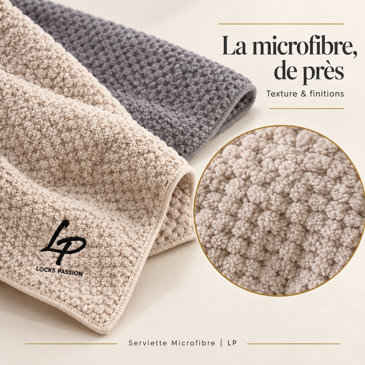Serviette microfibre Locks Passion vue de près : texture alvéolée